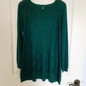 Anthropologie Knitted & Knotted Slub Swing Tunic Sweater Green Size S